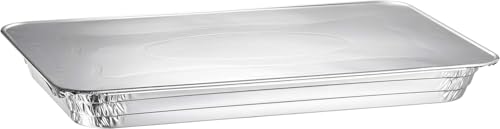Nicole Fantini Half Size Shallow Aluminum Pan with Aluminum Lids - 9x13 Chafing Pans Perfect Cookware for Cakes, Bread, Lasagna, Lunchbox (10), Silver