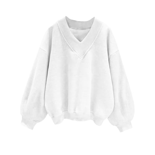V Neck Sweatshirts for Women Oversized Fleece Sweatshirts Winter Outfits - image 1