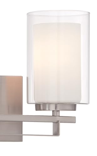 Image of Minka Lavery 6102-84 Parsons Studio Vanity Bath Light, 2-Light, 200 Total Watts, 15-in H x 8.75-in W, Brushed Nickel