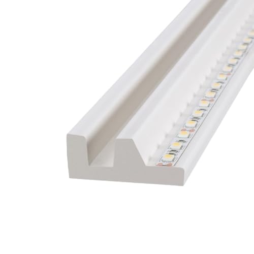 LEDKIA LIGHTING - Moldura para Tira LED 2m | Iluminación Indirecta y Difusa | Fácil Instalación | Para Tiras de Hasta 18mm, Blanco, PS