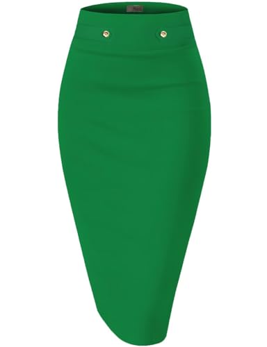Image of Hybrid & Company Womens Pencil Skirt Premium Nylon Ponte Stretch Office Made in The USA Below Knee