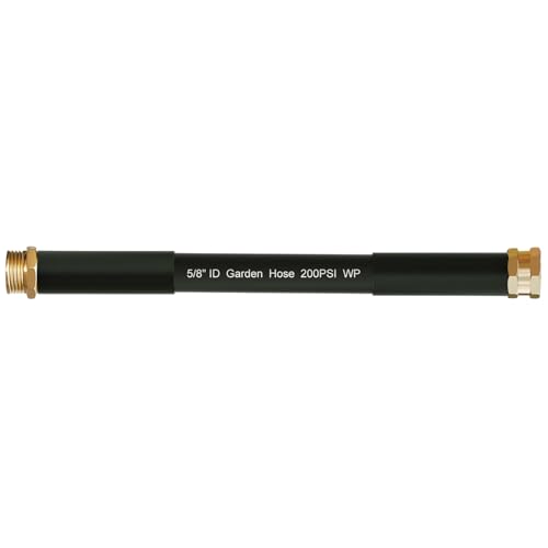 Beitopamz Short Garden Hose 1 ft x 5/8 in Male to Female Heavy Duty Small Water Hose Extender Connector Lightweight Rubber Hybrid Leader Hose Leak-Free Connections 3/4 Brass Fittings Black