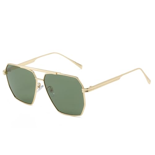 Lunettes de soleil surdimensionnées monture mtallique dorée classique haut de gamme