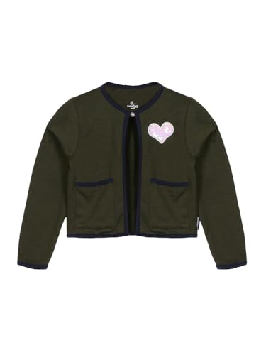 Image of KiddoPanti Girls Fleece Crop Length Shrug | Cotton Poly Fleece Fabric |Sequin Patch on Chest | Front Open Pearl Button Closure | Crop Length, Full Sleeve | Lightweigth & Breathable Girls Shrug