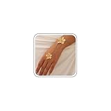 Inateannal Boho Flor Dedo Pulsera Anillo De Oro Anillo De La Mano Pulsera De Cadena De Esclavos Flor Dedo Pulseras De Cadena Declaración De Metal Pulseras Florales Joyería Para Las Mujeres