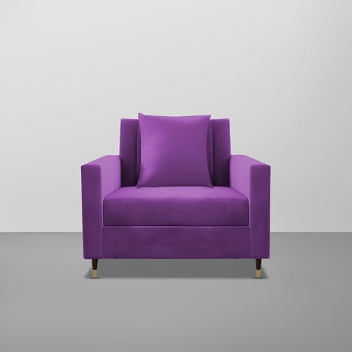 Image of Casaliving Garcia 1 Seater Sofa Set for Living Room (Purple in Colour) Premium Fabric Sofa