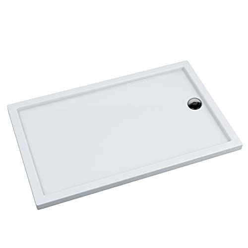Sellon24 Acryl Duschtasse Superflach – 90x100x5 Cm, Stonicryl-Verbundwerkstoff – Bodengleich Montierbar