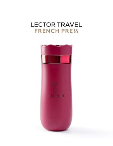 Image of LECTOR French Press Travel Coffee Maker |Double Mesh Steel Filter for Smooth Brew |Portable, Compact & Lightweight | Spill-Proof, Ideal for all Office Goers, Use at Home, Office & Travel (Pink), 320ML