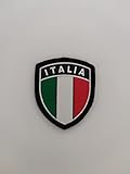 Montaggio con Velcro Toppa Patch Scudetto Italia Plastificato Bordo Argento 5,5 X 5