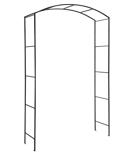 GiantexUK Metal Garden Arch, 2.3M Heavy Duty Trellis Pergola Arbour with 4 Ground Anchors, Roses Climbing Plants Support Archway for Lawn Patio Wedding Ceremony Party Decoration