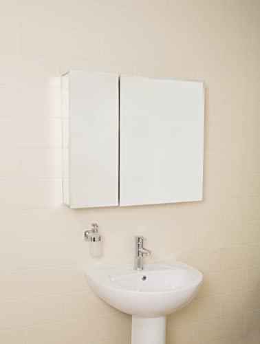Croydex Halton 26-Inch X 30-Inch Bi-View Recessed Or Surface Mount Medicine Cabinet With Hang 'N' Lock Fitting System, Aluminum #TOP7