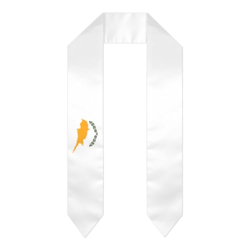 NLWQEKV Estola/faja/chal de graduación con la bandera de Chipre