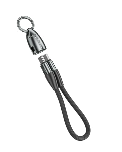 Image of Short USB C Cable PD 240W(1 Pack), 6 Inch Keychain USB C Cable /Phone Lanyard USB-C to Type-C Cables /Fast Charging Cables for Phone17 /16 /15 Samsung Galaxy Tablet Laptop External SSD(Black)