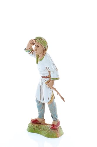 Moranduzzo Arab Shepherd Looking Out for Nativity Scene 4 Inch Scale 1:20, Height 3.38 in, Resin Figure, Hand-Painted - Image 2