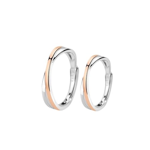 Bague réglable en argent 925 bicolore chic pour alliance de mariage haut de gamme
