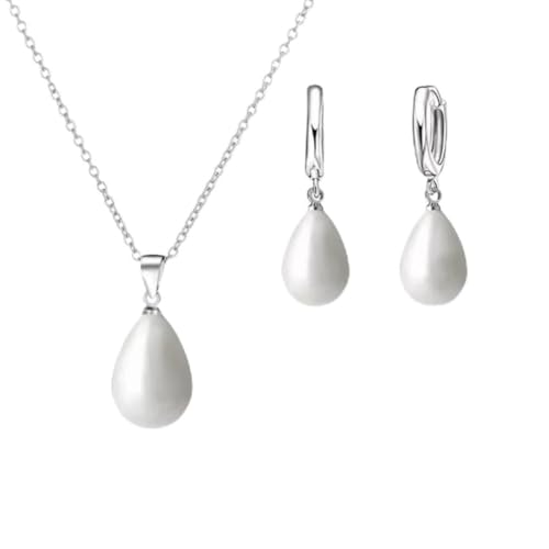 Collier perles d'eau douce anti-allergie avec boucles d'oreilles