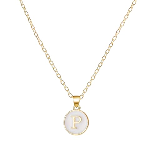 Image of Giftana Alphabet Locket with Chain, White Enamel Letter A-Z Pendant Necklace for Girls, Personalized Initial Name Gold Plated Pendant Necklace Gift for Girlfriend, Valentines Day Gifts for Woman