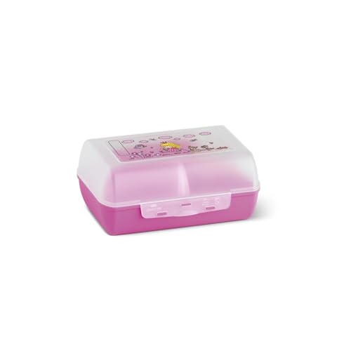 Emsa Kids Set mit Prinzessin-Motiv, Trinkflasche + Brotdose, 400 ml auslaufsichere Flasche, Dose mit verschiebbarer Trennwand, Pink, 518137, Princess