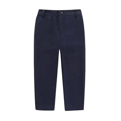 Boys Pull On Chino Pants Straight Leg Casual Wrinkle School Uniform Pant Classic Loose Fit Slacks Size 3-18 Years3