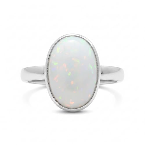 Bague de naissance naturelle de 2,95 carats en plaqué argent précieux et anneau réglable