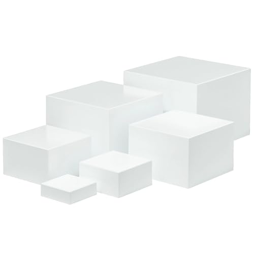 6-Piece Acrylic White Dessert Display Stand Set, Multi-Level Risers For Cakes, Pastries, And Desserts, Adjustable Heights For Parties And Weddings