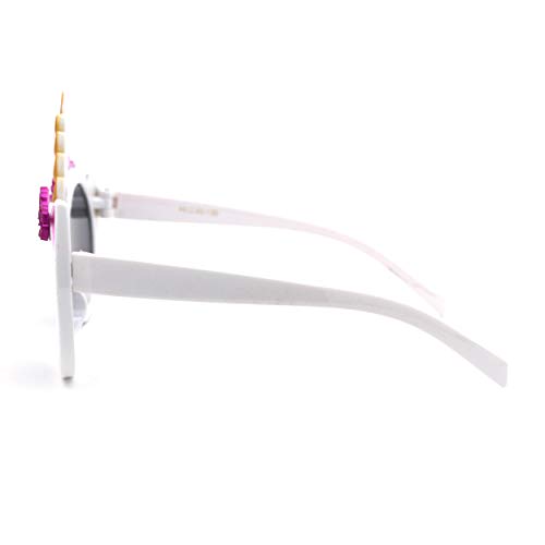 Girls Child Size Flower Trim Unicorn Kitty Ear Plastic Round Sunglasses3