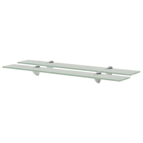 Vopese Estantes flotantes 2 Unidades Vidrio 8 mm 70x10 cm,baldas flotantes Pared repisas de Pared baldas de Cristal estanterias de baño, para Baño Y Cocina Blanco