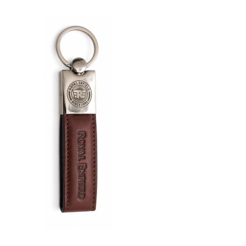 Image of Leather Keychain for Vintage Motorcycle with Embossed Logo - Premium Leather Strap Key Ring Accessory for Bike Keys & Gifts