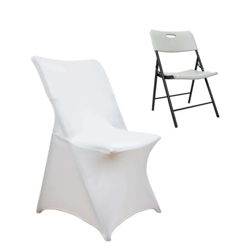 Efavormart White Stretch Spandex Lifetime Folding Chair Cover, Premium Fitted Chair Cover with Foot Pockets