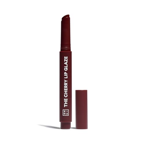 3INA MAKEUP - The Cherry Lip Glaze - Rossetto Effetto Lattice Ciliegia Scuro - Rossetto con Olio di Semi di Lampone e Vitamina E - Formula Cremosa ad Alta pigmentazione - Vegan - Cruelty Free