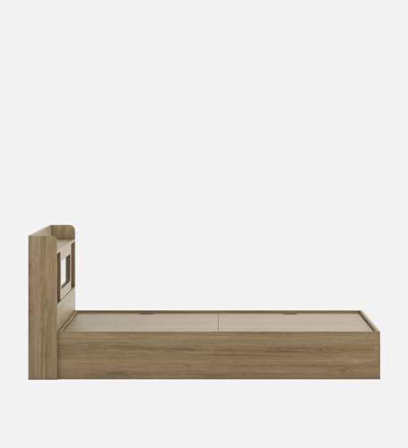 Image of Mintwud Pepperfry Engineered Wood Cavour King Size Bed with Box Storage and Open Shelves | Wooden Double Bed Cot Palang Furniture for Living Room Bedroom Home and Hotels (Santana Oak Finish)
