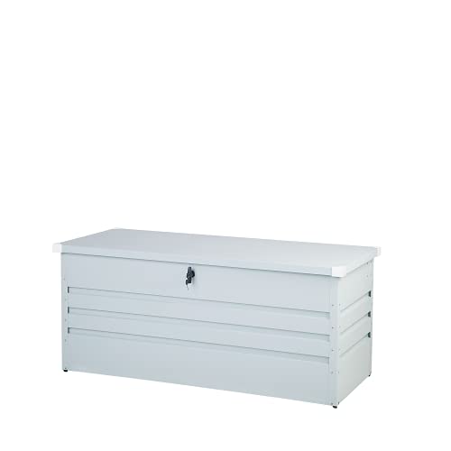 Beliani Große Metall-Gartentruhe 400 l hellgrau Kissenbox Auflagenbox für die Terrasse wasserdicht Aufbewahrungsbox… – Bild 4