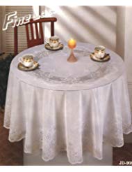 Sana EnterprisesTablecloth, Vinyl Lace, Easy Care (70 Inches Round, White)