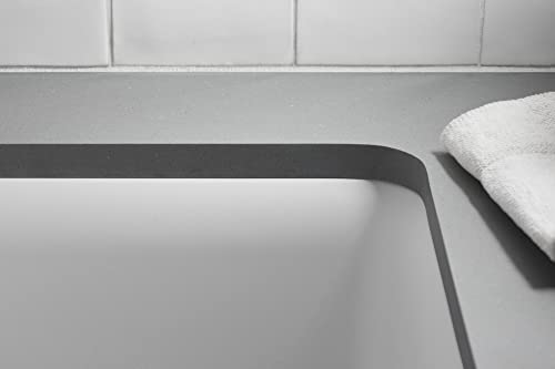 KOHLER 8206-CM6 Cairn 33-1/2\" Undermount Single-Bowl Kitchen Sink, Neoroc Composite Kitchen Sink, Single-Bowl Sink with Bottom Sink Rack, Matte White