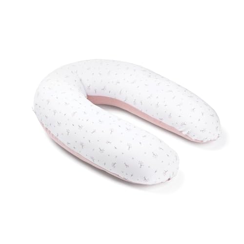 doomoo Coussin de Grossesse & Coussin Allaitement Buddy - Ultra Confort pour Dormir Pendant la Grossesse - Soulage Dos, Jambes et Ventre - Housse Tissu Bio & Oeko-Tex, Flower Pink
