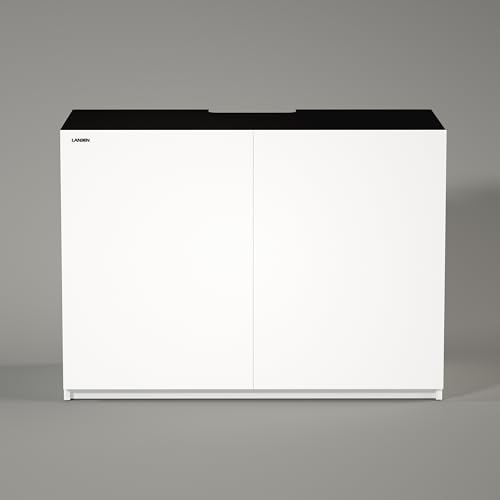 LANDEN Aquarium Stand and Cabinet, for up to 80Gal Tank, Fish Tank, Nano Foam Leveling Mat Included, Contemporary and Simple Design, Wooden White,W47.24xD23.62xH33.86 in(120x60x86cm)