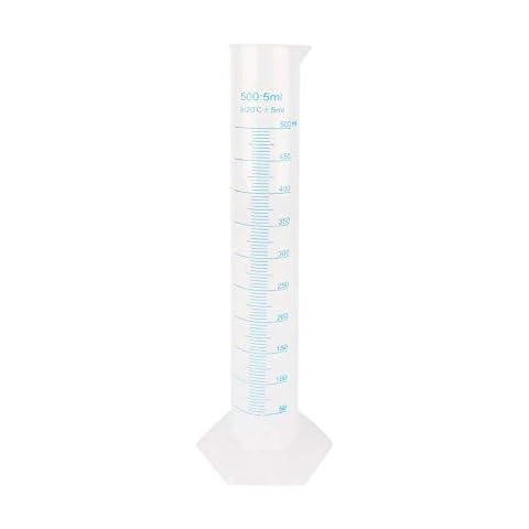 Plastic Graduated Cylinder - 500ML Transparent Graduated Measuring Tube Plastic Cylinder Laboratory Measuring Tools Lab Test Liquid Tube Cover