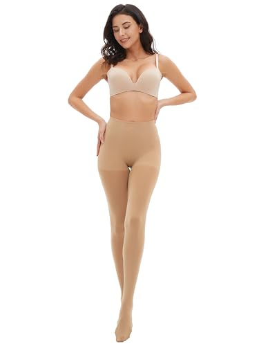 HeyUU Women's 100D Run Resistant Control Top Tights, Soft Opaque Pantyhose, High Waist & Elastic2