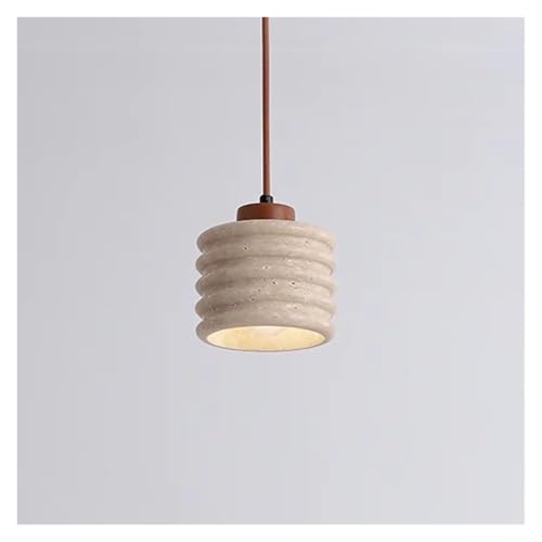 Suspension en travertin jaune et luminaire de chevet LED pour une chambre cocooning