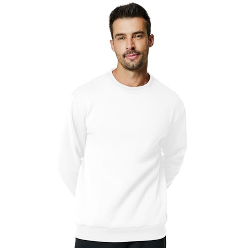 Men's Crewneck Sweatshirt Casual Long Sleeve Sweat Shirts Athletic Fleece Basic Pullover Shirts3