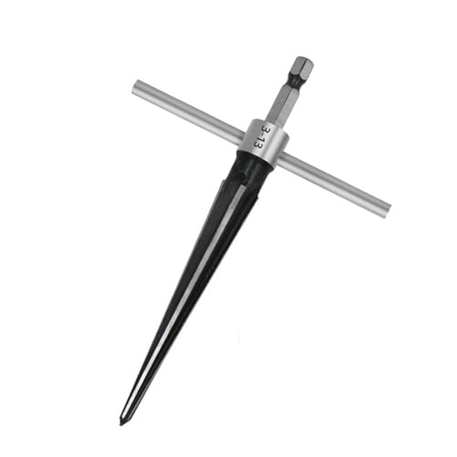 KSOPUERT Taper Reamer with Spiral Flute Carbide Tipped High Carbon Steel Hand & Drill-Powered Tapered Hole Expander for Wood, Soft Metal, Leather (5-22mm Ore Diameter)