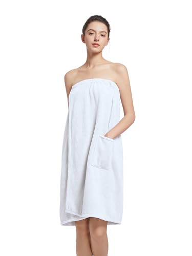 Image of Women'S Soft Wrap Towel Full Length,Bath Robe After Shower Female Plush Long,Spa Bathrobes Lightweight With Pockets