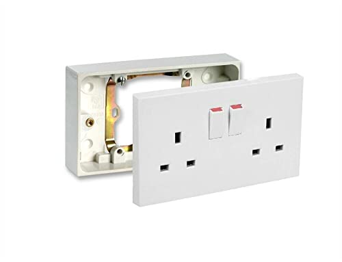 Convertidor de enchufe de pared individual a doble (caja trasera + placa de cara), color blanco Cover