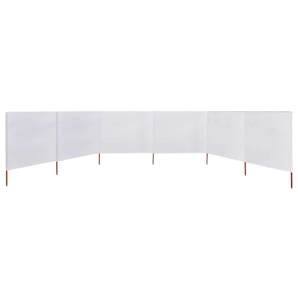 6-panelowy parawan z włókniny 800 x 160 cm piaskowo-biały z 7 drewnianymi prętami zewnętrznymi odporny na wiatr i prąd powietrza do ogrodu tarasu