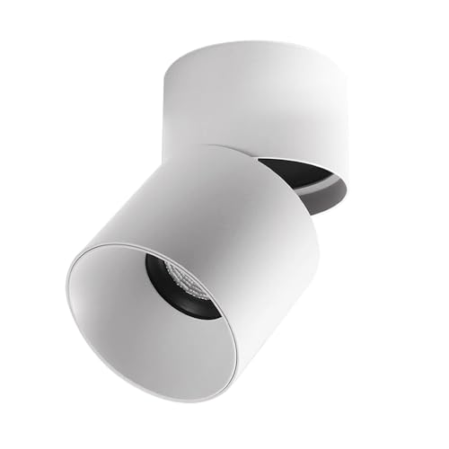 Foco de techo LED ajustable, focos direccionales con rotación de 360°, lámparas decorativas, focos de pared blancos giratorios para sala de estar, dormitorio, galería, iluminación de imágenes (3500k