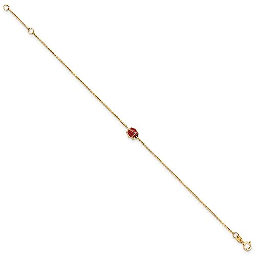 Precious Accents 14k Gold Polished Enameled Ladybug 6.5in with 0.75" extension Bracelet2
