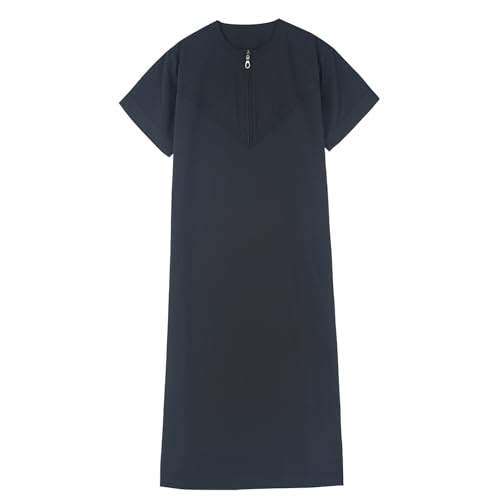 Kids Boys Thobe Muslim Robe Short Sleeve Crew Neck Arab Kaftans Islamic Caftan Arabic Abaya with Pocket4