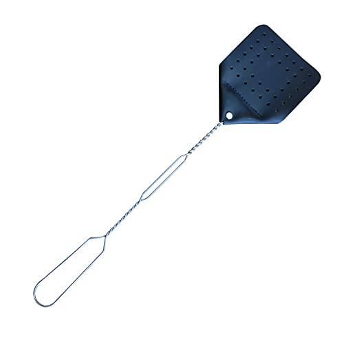 Hope Woodworking Leather Fly Swatter Set (1 Pack) 17 Amish-Made Fly Swat w/Real Leather Paddle Fly Swatters Multi Pack w/Metal Handle Bug Swatter Mosquito Swatter Wasp Swatter (Black)