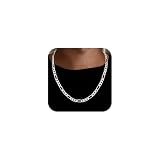 Fezodo Cadena de plata para hombre, 7 mm, plata 925, cadena Figaro, corte de diamante, cadena de plata para hombre, amigo y marido 18, 20, 22, 24, 26 pulgadas, 16 Zoll, Metal, Sin piedra preciosa