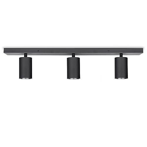 Paco Home Lámpara Techo Salón Mural Focos Basculantes GU10 Luminaria De Techo Moderna Cocina Dormitorio, Farbe_MuVa:Negro, Tipo de luminaria___Tecnología:Tipo 1-3x GU10